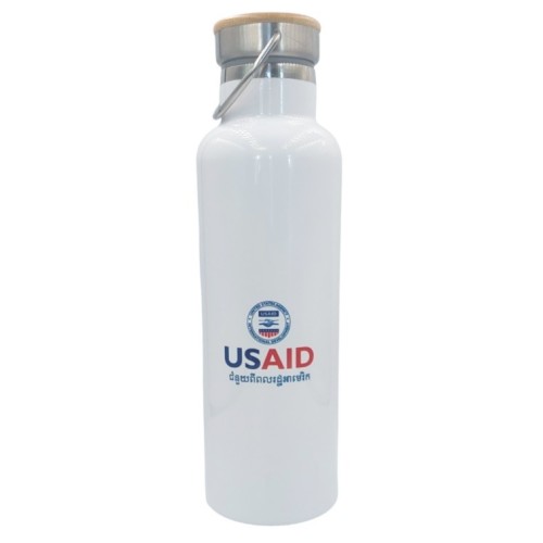Promotional 750ml Stainless Steel Bottle Bamboo Lid
